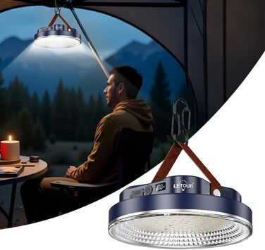 Світлодіодний кемпінговий ліхтар LETOUR, акумуляторний кемпінговий ліхтар з акумулятором 5200 мАг, зовнішній кемпінговий ліхтар, 4 режими освітлення, акумуляторний кемпінговий ліхтар, світлодіодний кемпінговий ліхтар, ліхтар для намету, аварійне освітленн