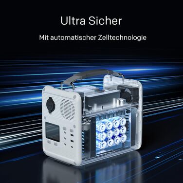 Портативна електростанція STRONG P300, акумулятор LiFePO4 ємністю 307,2 Втгод, сонячний генератор 300 Вт, технологія MPPT, захист BMS, QC3.0 та PD 30 Вт, ідеально підходить для кемпінгу, подорожей та надзвичайних ситуацій на свіжому повітрі. P300 307,2 Вт