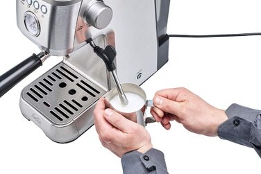 Еспресо-машина Solis Barista Perfetta Plus V2, напівавтоматична кавоварка з піноутворювачем молока, програмована кавоварка зі знімним резервуаром для води, функцією гарячої води та пари, срібло