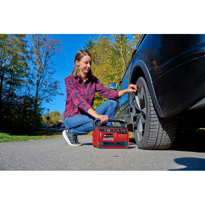 Акумуляторний компресор Einhell PRESSITO 18/25 Power X-Change (18 В, макс. 11 бар, вкл. набір адаптерів з 3-х частин, вкл. шланг в