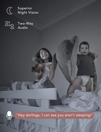 З камерою, Babyphone з камерою та мобільним додатком, 1080P HD Night Vision, AI Tracking, Intercom Function, Compatible with Alexa