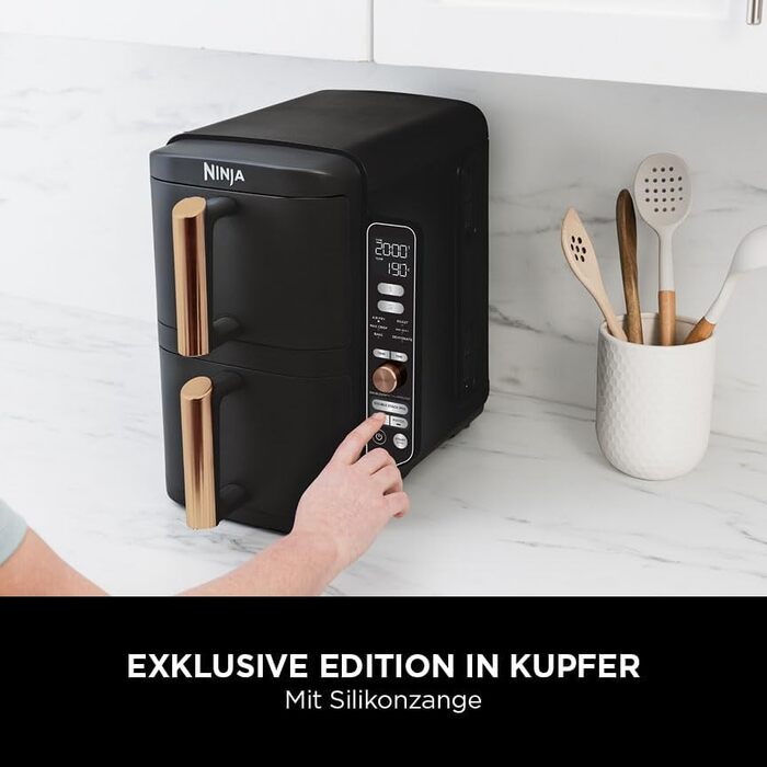 Аерофритюрниця Ninja Double Stack XL, 9,5 л, 6-в-1, чорний/мідний