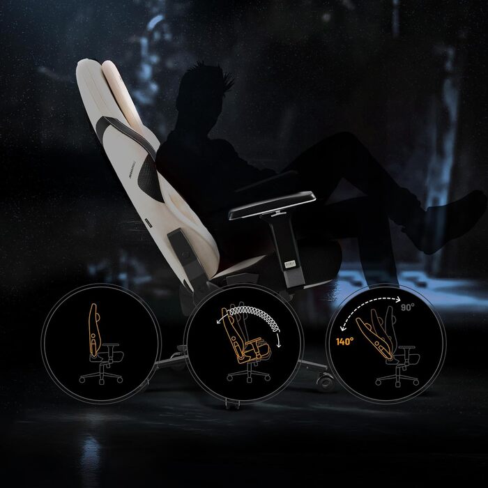 Ігрове крісло Diablo Fabric, ергономічне, з магнітним підголівником та охолоджуваним сидінням, міцна металева основа, регульовані по висоті підлокітники, ПК-крісло, ігрове крісло, 140 кг, Шторм у пустелі