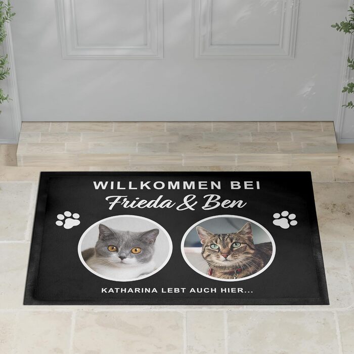 Унікальний та персональний килимок для котів Подарунок на новосілля Подарунок на квартиру Килимок для дверей на переїзд Килимок для бруду для використання в приміщенні 60x40 см (2 коти)