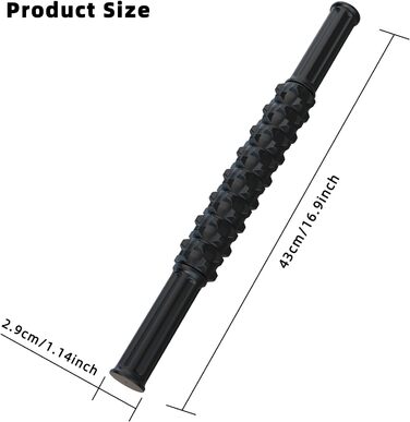 Масажна паличка ARGOMAX з роликами, Масажна паличка для міотерапії, Масажна роликова паличка для м'язового болю та фізіотерапії, чорна.