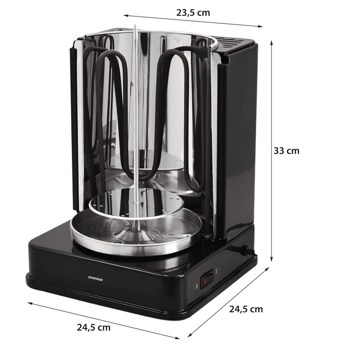 Німеччина Вертикальний гриль Шашличний гриль Гіросгриль Шашлик з м'яса Гриль Курка гриль RED-A-1400W-BLACK-Bilbao