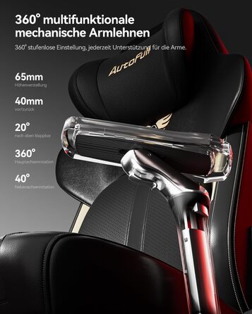 Ігрове крісло AutoFull M6 Ultra 2.0 з функцією масажу Ергономічне ігрове крісло перше у світі з вентиляцією та підігрівом, підлокітниками, що обертаються на 360, підголівником та підставкою для ніг для ігор та офісу (чорне)