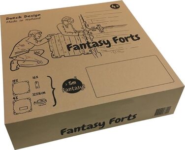 Ігрові будиночки Fantasy Forts - дитячі ігрові будиночки з 32 панелей, мега набір, 4-12 років, 10 м2 будівельного матеріалу, фантазійний дитячий будиночок, дитячий ігровий будиночок вкл. набір з 32 кронштейнів і 72 шт. липучок