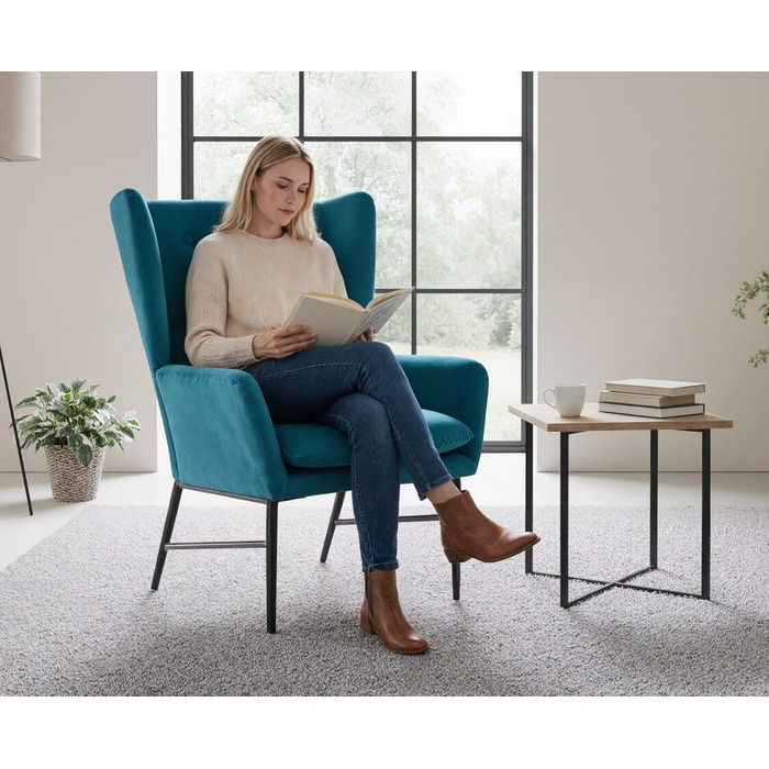 Одномісний диван-шезлонг, оксамитове м&39яке крісло з підлокітниками, м&39яке крісло для ванної кімнати, бічне крісло для балкону та вітальні (бірюзово-зелений) 67,5*73*98 см