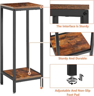 Підставка для квітів IBUYKE на 2 рівні, дерев&39яна підставка для рослин висотою 76 см, сучасна квадратна підставка для квіткових горщиків, драбина для декору вітальні, балкону, сільського коричневого кольору TMJ071H, сільського коричневого кольору, прямо