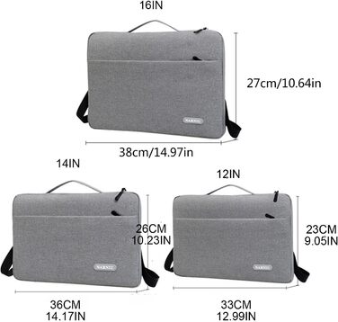 Сумка на плече для ноутбука 30,5 см (12 14 дюймів) і 16 дюймів, чохол для планшета та легка сумка для комп'ютерного ноутбука, чорн