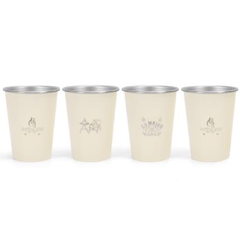 Дорожні кухлі з нержавіючої сталі (304), 350 мл, упаковка з 4 шт. , легкі кемпінгові кухлі для води, кавові кухлі для активного відпочинку, домашнє використання (бежевий)