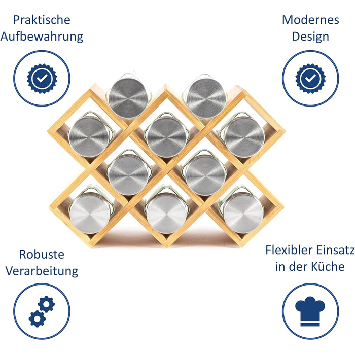 Дерев&39яна підставка для спецій сертифікована FSC підставка для спецій для шафи підставка для спецій для дверцят шафи, кухонний органайзер без свердління (коричнева, 10 банок)