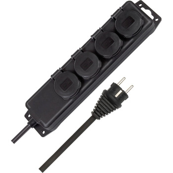 Розподільник розеток Brennenstuhl IP44 4-ходовий (розеткова планка для використання на будівельному майданчику та постійного зовні