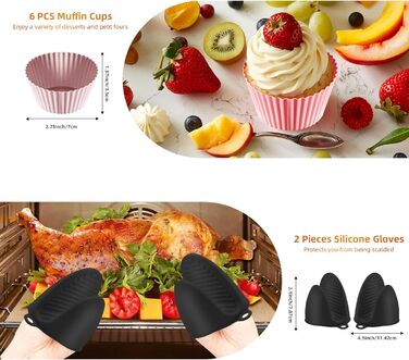 Аксесуари для фритюрниці Фритюрниці для Tefal 5,2 л/3,1 л, Tower T17099, Lakeland 5 л/3 л, Salter 5,5 л/3,5 л, NETTA 9 л, силіконові вставки для фритюрниці для Tefal Easy Fry та аксесуари для гриля