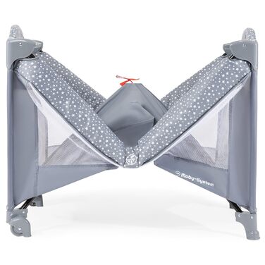 В 1 Дорожнє ліжечко-манеж для малюків Basic Plus, 2 матраци (верхній 0-6 місяців, нижній 6-36 місяців), Складана, Сумка для перенесення, Сірий, 2