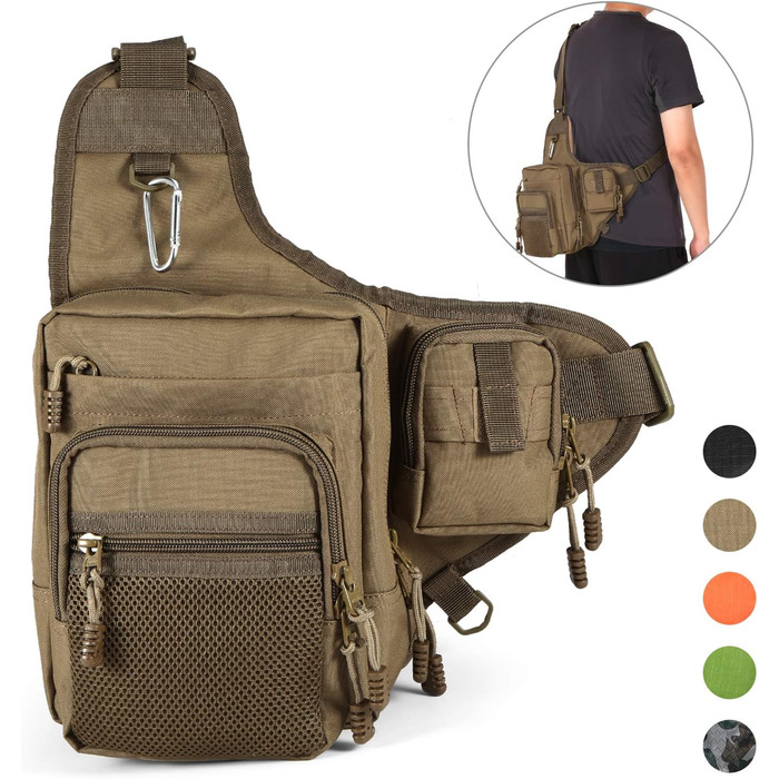 Рибальська сумка Lixada з відділеннями, багатофункціональна, водонепроникна, 32 x 39 x 12 см хакі