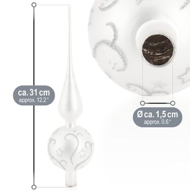 Різдвяна верхівка для ялинки 33 см біла com-four