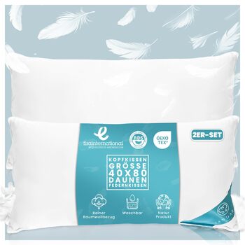 Пухово-пір&39яні подушки, 40x80 см, комплект з 2 шт., 3 камери (750 грамів) - сертифіковано Oeko-Tex 100 натуральний продукт у чохлі з чистої бавовни, подушка для сну Ultra Comfort, 2 шт. (1 упаковка), 3 камери, 40x80 см