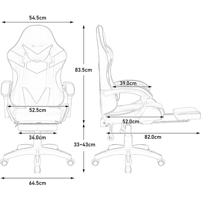 Ергономічне ігрове крісло з функцією масажу та підставкою для ніг - вантажопідйомність 136 кг, регулювання висоти, поворотне крісло на 360 з поперековою опорою - чорне ігрове крісло для ПК та домашнього офісу (червонечорне)
