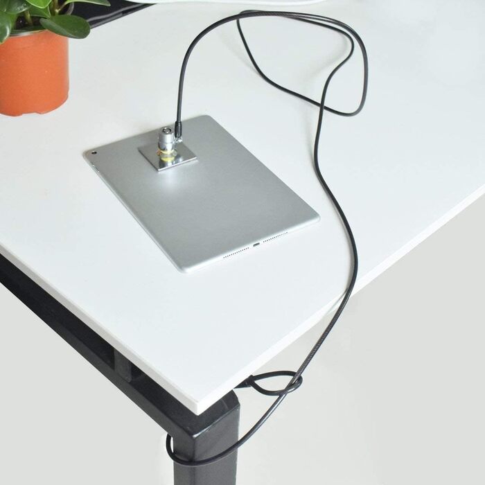 Замок для ноутбука з тросом проти крадіжки, анкерна пластина та 2 ключі, клейка пластина для фіксації, чорний