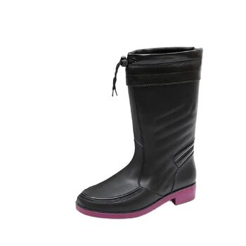 Зносостійкі чоловічі гумові чоботи на низькому каблуці та водонепроникні з ПВХ, зручні гумові чоботи для дорослих. Розмір 42 EU, чорні фіолетові плюшеві