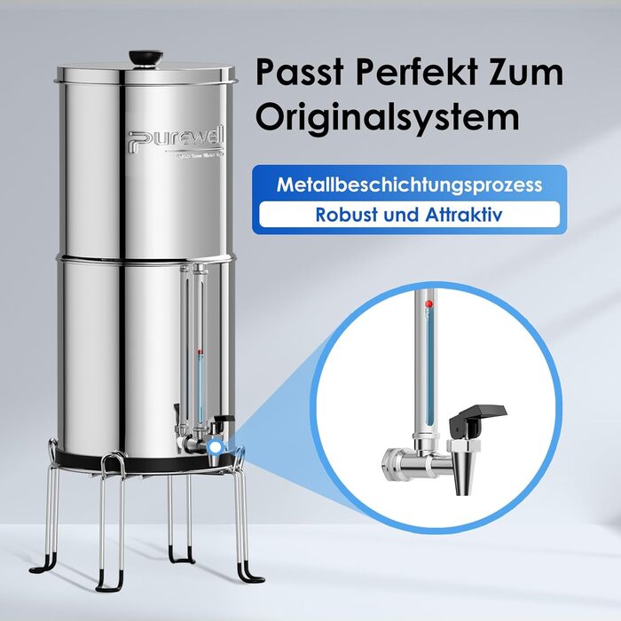 Ступінчаста гравітаційна система ультрафільтрації Purewell зі скляним індикатором рівня води, система стільниці з нержавіючої сталі 304 з 4 елементами та кронштейнами, зменшує вміст фтору та хлору 5,7 літра, 6-