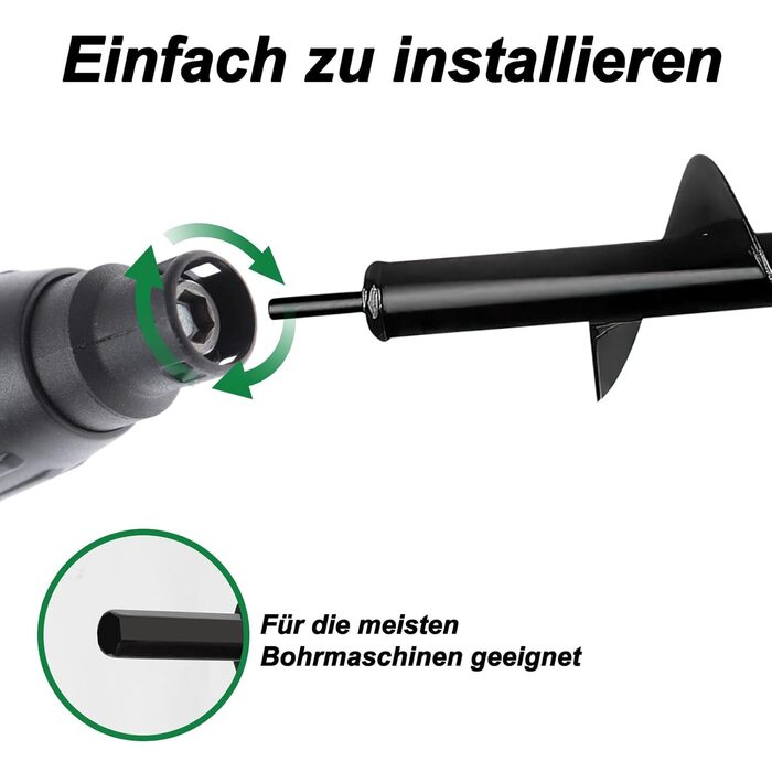 Буровий наконечник для акумуляторного шуруповерта 6x37см / 8x30см / 4x22см, садовий бур для дриля, бур для посадки цибулин з шестигранним хвостовиком 3/8, ручний бур для копання та посадки рослин 6 x 37 см / 8 x 30 см / 4 x 22 см