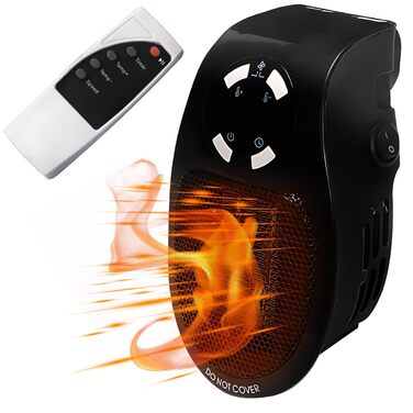 Керамічний вентилятор Hillylolly потужністю 500 Вт, вентилятор-обігрівач, що підключається до мережі, міні-вентилятор-обігрівач, настінний електричний обігрівач, енергозберігаючий та тихий вентилятор-обігрівач для ванних кімнат та кімнат (чорний)