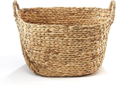 Кошик Kobolo з водяним гіацинтом та ручками - 56x40x34 см - коричневий - великий плетений кошик для зберігання білизни, книг та газет - стильний органайзер XL, міцний та виготовлений вручну 56x40x41 см