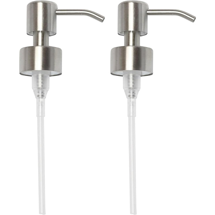 Мильна помпа Kapitan з нержавіючої сталі для дозатора для пляшок з різьбленням 28 мм, шліфована, 2 шт. и Шліфована нержавіюча стал
