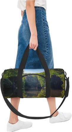 Спортивна сумка, дорожня сумка, дуга, міст, принт, сумка на нічліг, чорна, універсальний розмір, сумка для подорожей