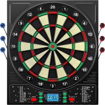 Електронна мішень для дартсу, професійна модель з німецьким голосом та 12 дротиками, електронна мішень для дартсу з РК-екраном, 34 гри та 355 варіацій, електронна мішень для дартсу для 1-8 гравців