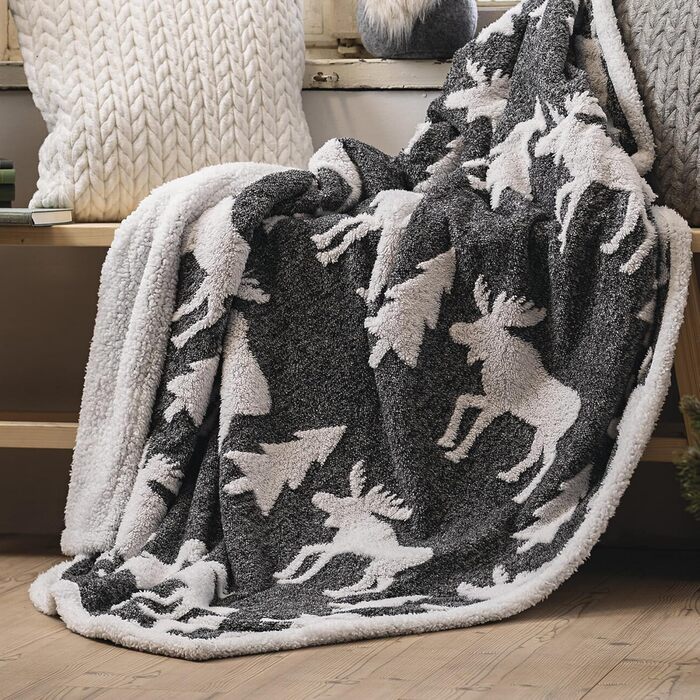 Флісова ковдра FRANK FLECHTWAREN, однотонна, з вивороту, 100 поліестер, розміри 130 x 160 см, ідеально підходить для затишних зимових вечорів, також як подарунок