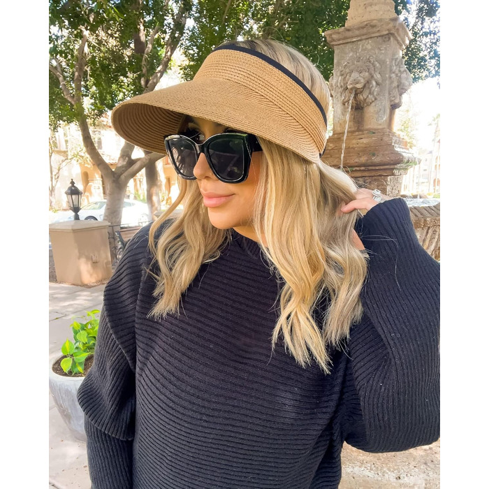 Жіночий сонцезахисний капелюх із захистом від ультрафіолету, солом&39яний капелюх UPF 50, літній капелюх, складний пляжний капелюх з козирком, хакі, один розмір