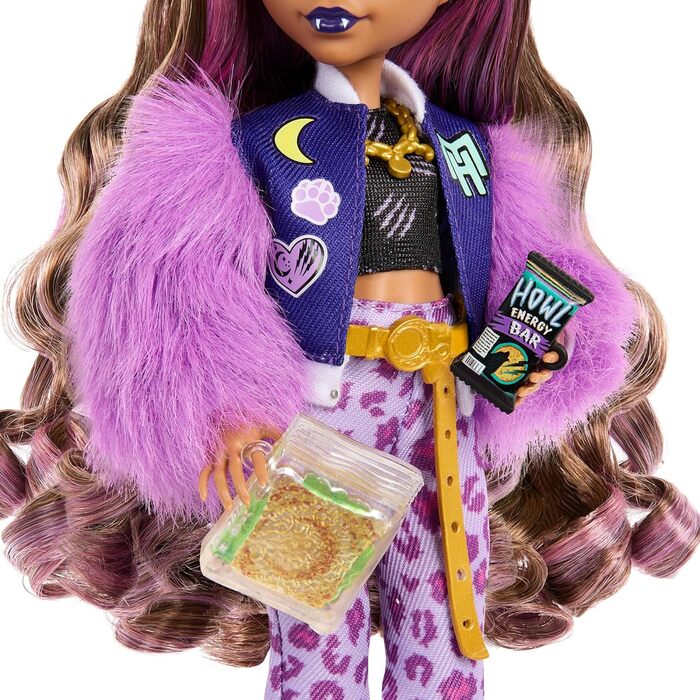 Лялька Monster High Клодін Вульф з собакою Кресентом та аксесуарами, такими як рюкзак, календар, снеки тощо, роздрібна ціна 65 HRP