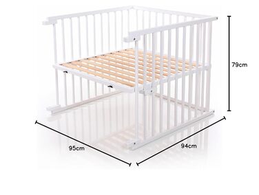 Комплект для переобладнання дитячого ліжка babybay для приліжкових ліжечок, плавне регулювання, підходить для моделі Maxi та ліжка Boxspring / дитячого ліжка, розмір 140 см x 89 см, виготовлений з масиву бука, білий лак