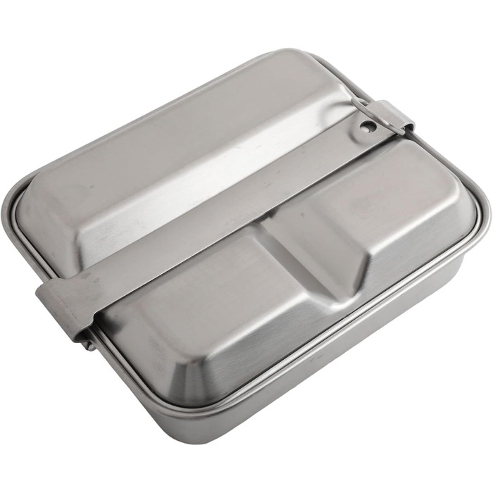 Складаний ланч-бокс з нержавіючої сталі з ручкою для кемпінгу на свіжому повітрі, легкий посуд для походів, подорожей та пікніків