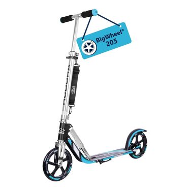 Самокат HUDORA BigWheel 205 стабільний алюмінієвий міський самокат, складаний, з регулюванням висоти та підніжкою, для дітей та дорослих до 100 кг, синій/чорний
