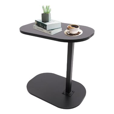 С-подібний журнальний столик, регульована висота 4580 см, поворотна та нахильна стільниця, столик для дивана, тумбочка біля ліжка, столик для колін з колесами, сучасний маленький журнальний столик, компактний та стійкий (чорний)