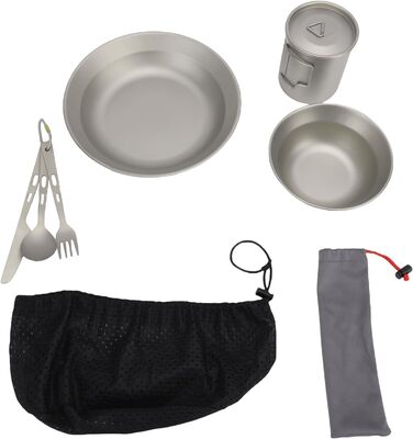 Набір столових приборів для кемпінгу, портативний посуд, багаторазова тарілка, миска, чашка, ніж, виделка, ложка, легкий посуд для подорожей на природі, ідеально підходить для пікніків та походів