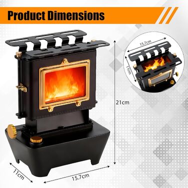 Портативний гасовий ліхтар з резервуаром для оливи на 525 мл, гасовий обігрівач для кемпінгу, багатофункціональна кемпінгова плита з сумкою для зберігання зовнішнього освітлення, обігріву та приготування їжі.