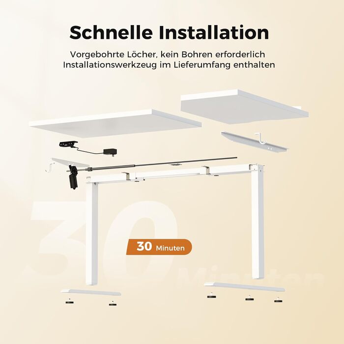 Електричний стіл Agilestic, 160 x 90 см, метал / дерево, білий