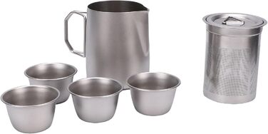 Сервіз для чаю Sorandy з нержавіючої сталі, чайник з нержавіючої сталі 304, портативний сервіз з сумкою для транспортування, ідеальний для кемпінгу, походів та подорожей з рюкзаком