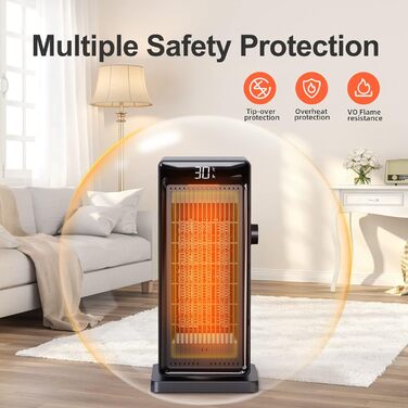 Тепловентилятор OMISOON 2000 Вт, енергозберігаючий безшумний тепловентилятор ECO, керамічний нагрівач PTC електричний з коливанням