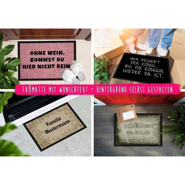 Килимок для дверей Print Royal з індивідуальним текстом - Різні розміри до 120 см - Килимок для дверей з друкованим написом - багато фонів - нековзний, 75 x 50 см з гумовим краєм