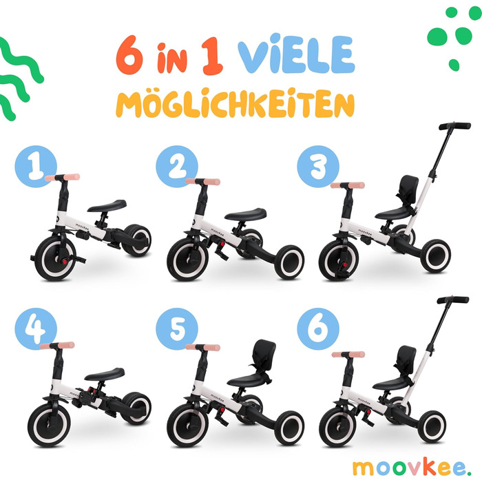 Триколісний велосипед від 1 року з перекладиною 6в1 - Балансир від 1 року - Триколісний велосипед з перекладиною - Дитячий велосип