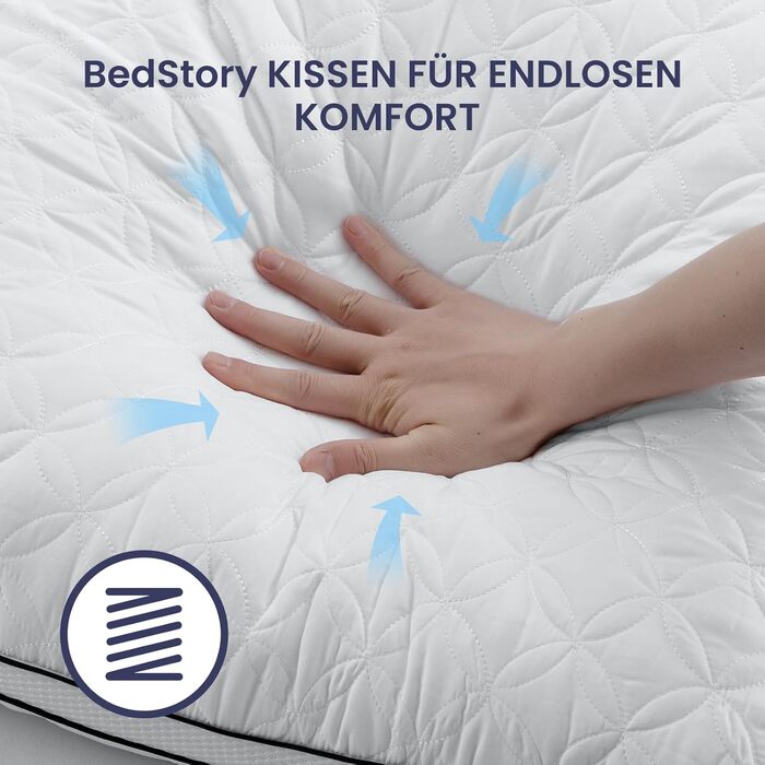 Подушки BedStory 80x80 см, 2 шт., подушки для сну виготовлені з 2 мікрофібр 1500 г, дихаючі та пральні подушки, ідеально підходять для глибокого та спокійного сну, сертифіковані Oeko-Tex, білі та чорні, 80x80 (2 шт.)