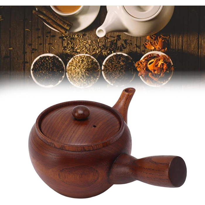 Дерев'яний чайник Holz-Teekanne, традиційний дерев'яний чайник з вишуканим свистком, виготовлений вручну в стилі Кунг-Фу для дому, офісу та ресторану