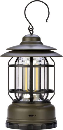 Акумуляторний світлодіодний вуличний ліхтар, ретро-дизайн - Багатоцільовий кемпінговий ліхтар, 300 лм, з регульованою яскравістю - Портативний аварійний ліхтар з гачком для намету - Світлодіодний ліхтар, виготовлений в Італії, 3115